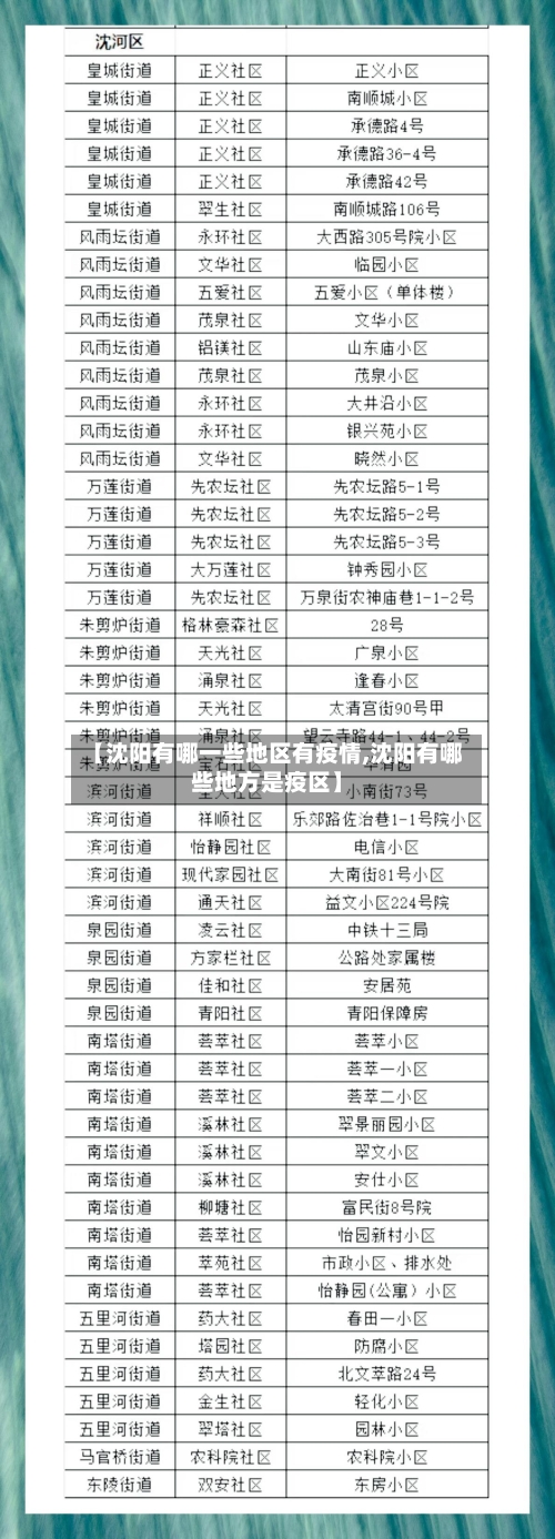 【沈阳有哪一些地区有疫情,沈阳有哪些地方是疫区】