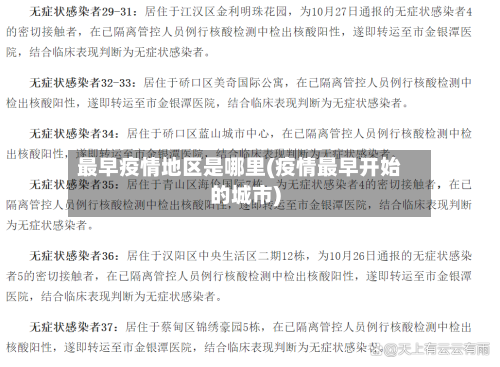 最早疫情地区是哪里(疫情最早开始的城市)