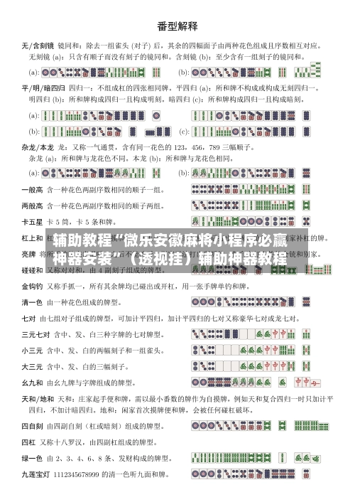 辅助教程“微乐安徽麻将小程序必赢神器安装”（透视挂）辅助神器教程