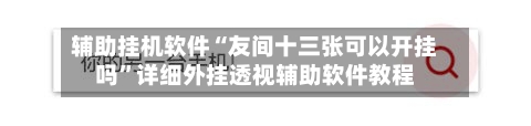 辅助挂机软件“友间十三张可以开挂吗”详细外挂透视辅助软件教程-第2张图片