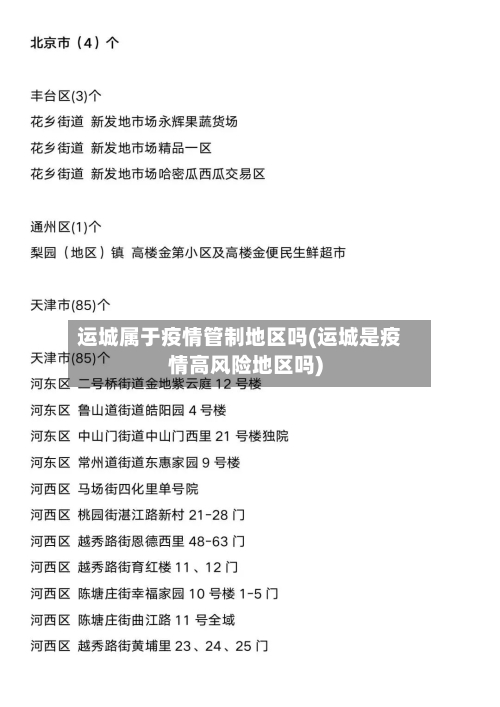 运城属于疫情管制地区吗(运城是疫情高风险地区吗)