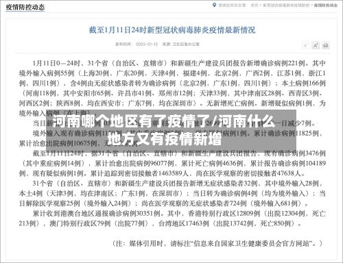 河南哪个地区有了疫情了/河南什么地方又有疫情新增