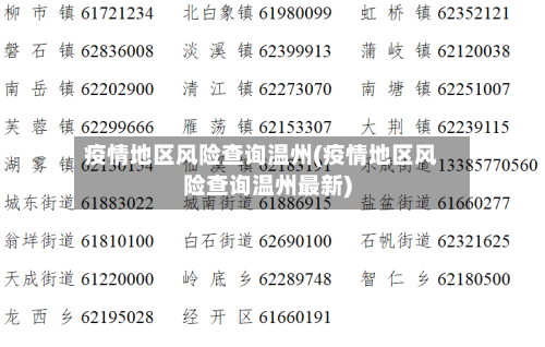 疫情地区风险查询温州(疫情地区风险查询温州最新)-第2张图片