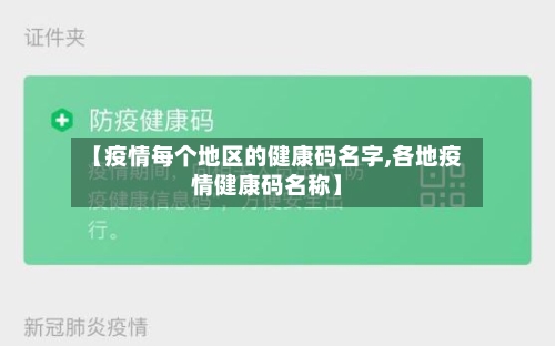 【疫情每个地区的健康码名字,各地疫情健康码名称】